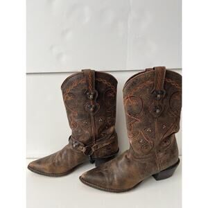Durango Boots Women Size 9M Brown Leather Western Heart Harness Cowgirl RD4155